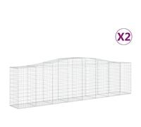 (400 x 50 x 100/120 cm/ 2 pcs) vidaXL Arched Gabion Basket Stone Basket Gabion Retaining Wall Galvanised Iron