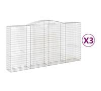 vidaXL Arched Gabion Baskets 3 pcs 400x50x200/220 cm Galvanised Iron, Silver