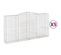 vidaXL Arched Gabion Baskets 5 pcs 400x50x200/220 cm Galvanised Iron, Silver
