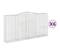 vidaXL Arched Gabion Baskets 6 pcs 400x50x200/220 cm Galvanised Iron, Silver
