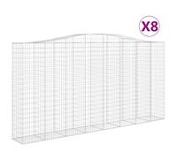 (400 x 50 x 200/220 cm/ 8 pcs) vidaXL Arched Gabion Basket Stone Basket Gabion Retaining Wall Galvanised Iron
