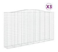 (400 x 50 x 220/240 cm/ 3 pcs) vidaXL Arched Gabion Basket Stone Basket Gabion Retaining Wall Galvanised Iron