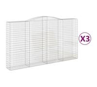 vidaXL Arched Gabion Baskets 3 pcs 400x50x220/240 cm Galvanised Iron, Silver