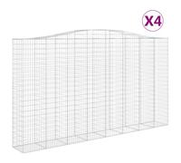 (400 x 50 x 220/240 cm/ 4 pcs) vidaXL Arched Gabion Basket Stone Basket Gabion Retaining Wall Galvanised Iron