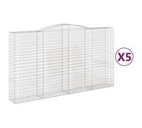 (400 x 50 x 220/240 cm/ 5 pcs) vidaXL Arched Gabion Basket Stone Basket Gabion Retaining Wall Galvanised Iron