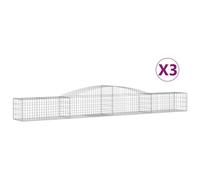 vidaXL Arched Gabion Baskets 3 pcs 400x50x40/60 cm Galvanised Iron, Silver