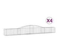 vidaXL Arched Gabion Baskets 4 pcs 400x50x40/60 cm Galvanised Iron, Silver