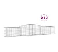 (400 x 50 x 60/80 cm/ 15 pcs) vidaXL Arched Gabion Basket Stone Basket Gabion Retaining Wall Galvanised Iron