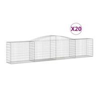 vidaXL Arched Gabion Baskets 20 pcs 400x50x80/100 cm Galvanised Iron, Silver