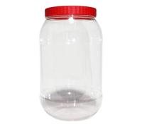 4000 ML Large Plastic Storage Jars with Lids Airtight Refillable Clear Durable Round Food Containers Set Red Screw Top Lids For Kitchen Food Storage, Hardware Storage, Cosmetics, Slime Making (5)