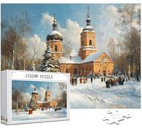 4000 pcs Piece Jigsaw Puzzles for Adults Snow Scene Puzzle Church Pattern Design, Piece Puzzle Educational Games, DIY Adult Crafts with Gift Box Packaging, Beautiful Decoration, 141x87cm, Model308