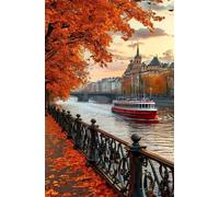 4000 Piece Jigsaw Puzzles for Adults, Fall River Boat Classic Puzzle, 55.5x34.3 inch, Premium Interlocking No Dust, Family Indoor Activity
