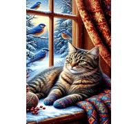 4000 Piece Jigsaw Puzzles for Adults Winter Cat Birds Challenging Puzzle Educational Games Puzzle for Adults 4000 Pieces Family Game Great Gift Idea, 55.5 x 34.3 inch