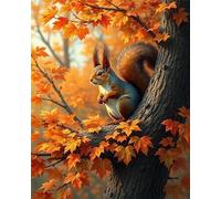 4000 Pieces Jigsaw Puzzles for Adults,Family Challenging Puzzle Game,Fun Intellectual Art puzzles for Decompression and Home Decor Maple Leaves Squirrels(58.3x41.3 inch)