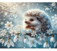 4000 Pieces Jigsaw Puzzles for Adults,Family Challenging Puzzle Game,Fun Intellectual Art puzzles for Decompression and Home Decor Winter Flowers Hedgehog(58.3x41.3 inch)