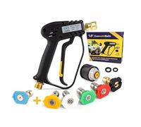 4000 PSI High Pressure Jet Washer Gun with 6 Nozzle Accessories for 0° to 60° Adjustable Water Jets; M22(14mm) Interface, Karcher K1-K7 Compatible Adapter, 2 Water Filters and Guide Included