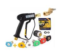 4000 PSI High Pressure Washing Gun with 6 nozzles 1/4" - Car Cleaning Gun - M22(14mm) Interface, Swivel Coupler, Karcher-Compatible K1-K7 Adapter, 2 Water Filters and Guide Included