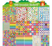 4000 Reusable Incentive Stickers, 100 Sheets Waterproof, Tear Resistant Reward Stickers-Remove Without Residue, Animals/Stars/Hearts Motivational Sticker for Kids Teachers, Parents, Bottles, Laptops