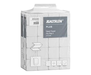 4000 x Katrin Plus Paper Hand Towels Zig-Zag, V-fold, 2-Ply, Mobile Phone Pack, White, L: 23 cm, W: 22.4 cm