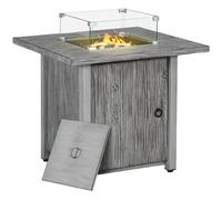 40000 BTU Gas Fire Pit Table Glass Wind Guard Outdoor Patio Heater Grey