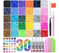 40000 Pcs Resin Jelly Rhinestones Kit, 30 Colors 3mm Flatback Rhinestones with 4 Pcs B7000 Jewelry Glue & Tools, All-in-One Bedazzling Kit for DIY Arts & Crafts Gifts