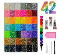 40000Pcs Flatback Resin Jelly AB Rhinestones Kit,3mm | 42 Colors Round Bedazzler Kit for Nail Art,Crafting,Clothes, Bedazzling Kit with B7000 Glue,multi-section sticky pen & tools