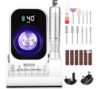 40000RPM Professional Electric Nail Drill Machine for Acrylic and Gel Nails,Urbuit Rechargeable Manicure Pedicure Kit with 12 Bits, LCD Touch Display, Nail File Drill Set for Home & Salon Use (White)