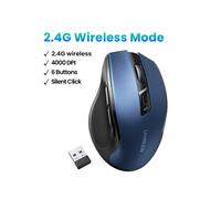 (4000DPI 2.4G Blue) 【NEW】UGREEN Mouse Wireless Ergonomic Mouse 4000 DPI Silent 6 Buttons For MacBook Tablet Laptop Mute Mice Quiet Mouse