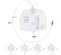 4000mL Catheter Bags for Men and Women 5 Pack Professional Urinary Drainage Bags with Enhanced Anti-Reflux Drip Chamber, 48” Thickened Drainage Tube, Hanging Hook & Adjustable Clips