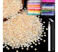 4000pcs 4mm Resin Rhinestones Bulk, Light Yellow AB Flatback Round Jelly Rhinestones Non Hotfix Crystal Gems Large Quantity Wholesale for DIY Crafts Clothes Bottles Face Makeup Manicure