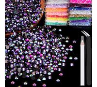4000pcs 4mm Resin Rhinestones Bulk, Purplish Black AB Flatback Round Jelly Rhinestones Non Hotfix Crystal Gems Large Quantity Wholesale for DIY Crafts Clothes Bottles Face Makeup Manicure