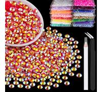4000pcs 4mm Resin Rhinestones Bulk, Red AB Flatback Round Jelly Rhinestones Bedazzling Non Hotfix Crystal Gems Large Quantity Wholesale for DIY Crafts Clothes Bottles Tumblers Face Makeup Manicure