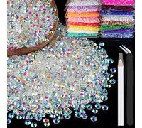 4000pcs 4mm Resin Rhinestones Bulk, Transparent AB Flatback Round Jelly Rhinestones Bedazzling Non Hotfix Crystal Gems Large Quantity Wholesale for DIY Crafts Clothes Tumblers Face Makeup Manicure