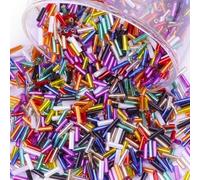4000Pcs Bugle Beads, 7x2mm Tube Embroidery Small Long Beads for Bracelets Necklaces Earrings Jewellery Making DIY Crafts, Mixed Colours