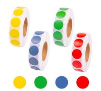 4000pcs Coloured Dot Stickers - 13mm Coloured Sticky Dots, Sticky Dot for Marking, 4 Colours Circle Stickers, Perfect for Home, Office, School, Inventory Labeling (Red, Yellow, Blue, Green)