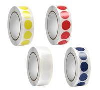 4000Pcs Dot Round Stickers 13mm Blue Yellow White Red Assorted with Coloured Coding for Paper Scrapbook Calendar Decorations Waterproof Removable 4 Roll Circle Labels for Games Party Gift Postcard