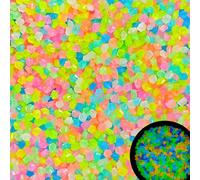 4000PCS Multicolor Glow in The Dark Stones Diamond Shape Luminous Stones Glow in The Dark Pebbles for Plants Garden Backyard Patio Lawn Walkway Driveway
