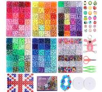 4000pcs Pony Beads, 6 in 1 Bracelet Making kit, and 1000pcs Letter Bead, Kandi Beads Colourful Bead Easy to Learn DIY Craft Making Kit