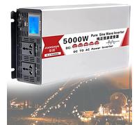 4000W-8000W Pure Sine Wave Inverter DC 12V/24V/48V/60V/72V to AC 110V/220V/230V/240V Converter with USB, AC Sockets, LCD Display for Travel & Camping Power Needs