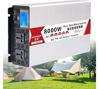 4000W-8000W Pure Sine Wave Power Inverter DC 12V/24V/48V/60V/72V to AC 110V/220V/240V, USB Ports, AC Sockets, LED Display, Ideal for Travel & Camping