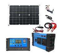 4000W Car Power Inverter Solar Panel System Kit Dual USB Voltage Transformer Modified Sine Wave 30A Controller 12V Easy Installation(Blue 12V)