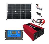 4000W Car Power Inverter Solar Panel System Kit Dual USB Voltage Transformer Modified Sine Wave 30A Controller 12V Easy Installation(Red 12V)