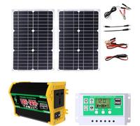 4000W Complete Solar Power Kit with Inverter, 50W Panel and 12V 50A Controller, Ideal for Charging in Marine, Motorhome and Car(Black)