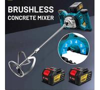 4000W Cordless Brushless Paddle Mixer With 2 Batteries & Charger, 6-Speed Cement Mortar Paint Stir