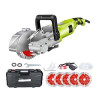 4000W Electric Wall Chaser, Wall Groove Cutting Machine with 5pcs 125mm Saw Blades, Adjustable Cutting Depth & Width for Brick Marble and Floors Green