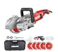 4000W Electric Wall Chaser, Wall Groove Cutting Machine with 5pcs 125mm Saw Blades, Adjustable Cutting Depth & Width for Brick Marble and Floors red