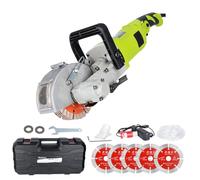 4000W Wall Chaser Concrete Saw, 7500 r/min Brick Slotting with Dust Extractor, Electric Groove Cutting Machine with 5pcs 115/125 mm Saw Blades & Other Accessories 115mm