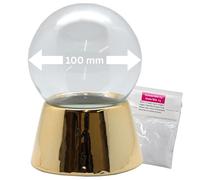 40047 Snow Globe Craft Set with 1 x Snow | 100 mm DIY Snow Globe | Base Gold Shiny with Glass Ball for Installation Music Box | Height: 140 mm, Width 100 mm | Make Your Own Shake Ball