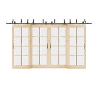 400cm Black Steel Powder Coated Sliding Door Fitting Kit 80kg Load Capacity with Door Stop and Castors for Barn Doors Easy Assembly for Interior and Exterior Doors