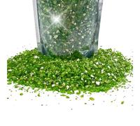 400g Green Broken Crushed Glass Chips 1-4mm Reflective Mirrored Granules Gravel Chunks Stones Vase Filler Garden Plants Resin Irregular